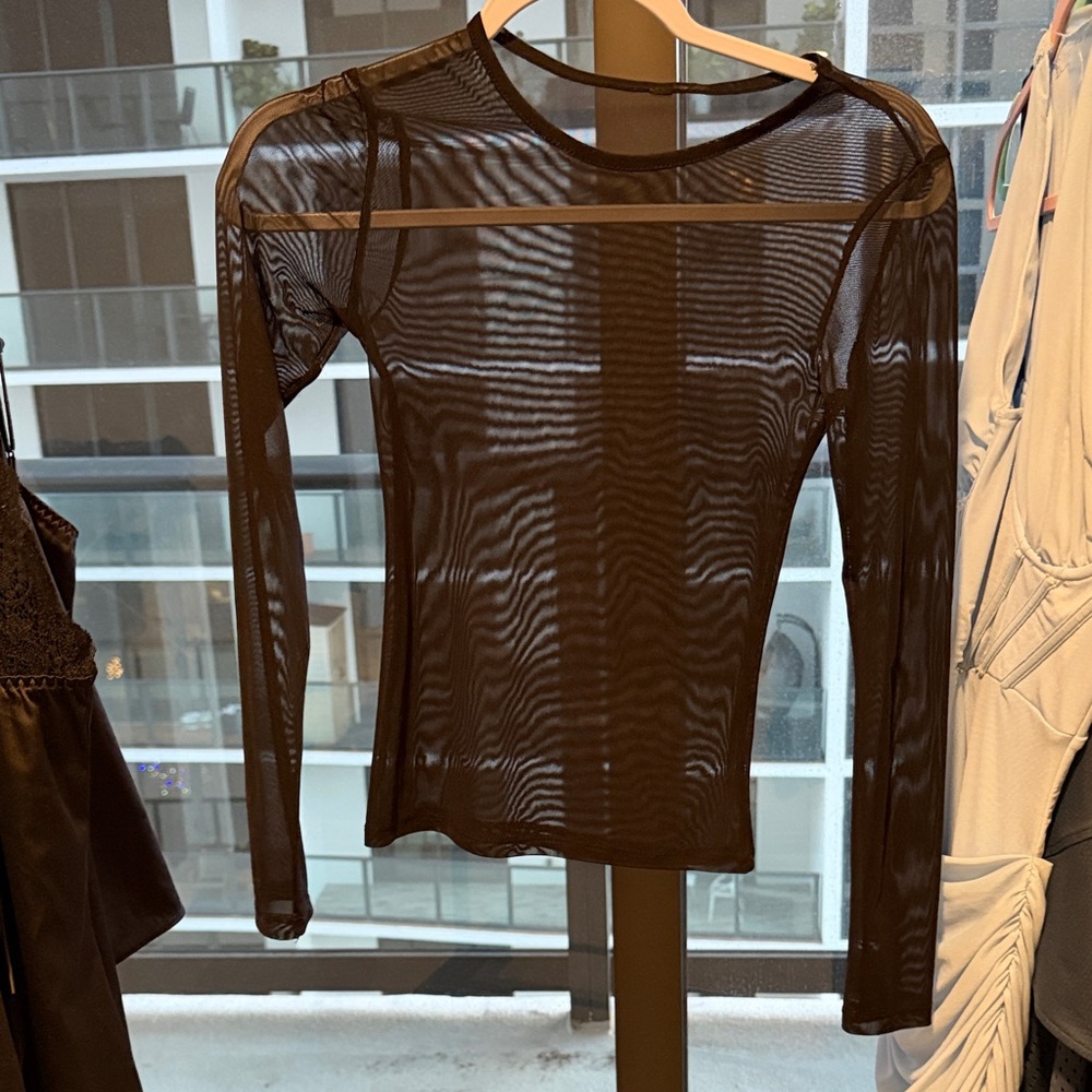 H&M Black Sheer Long Sleeve Top